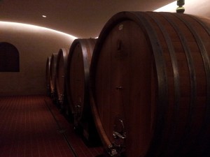 Oak Barrels in the beautiful wine cellar